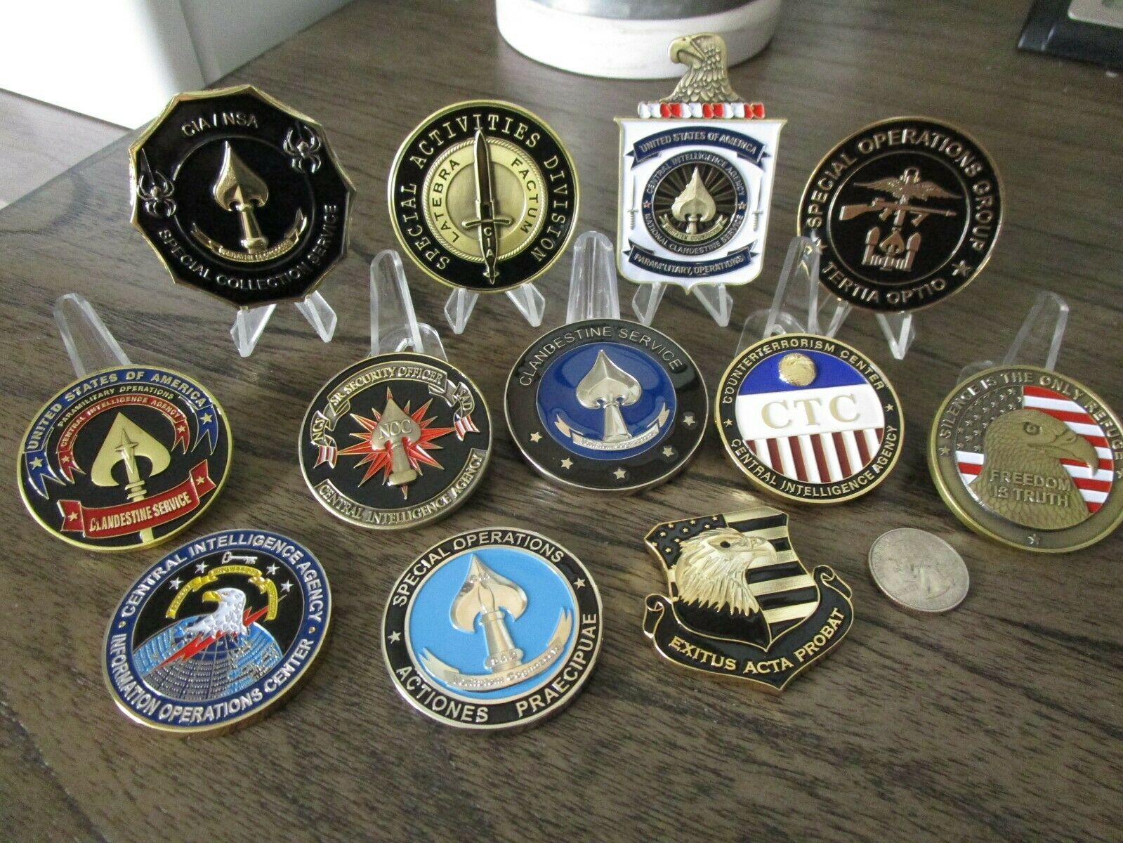 Lot of 12 CIA Challenge Coins SAD SOG Seal Team VI Spy vs Spy NOC ...