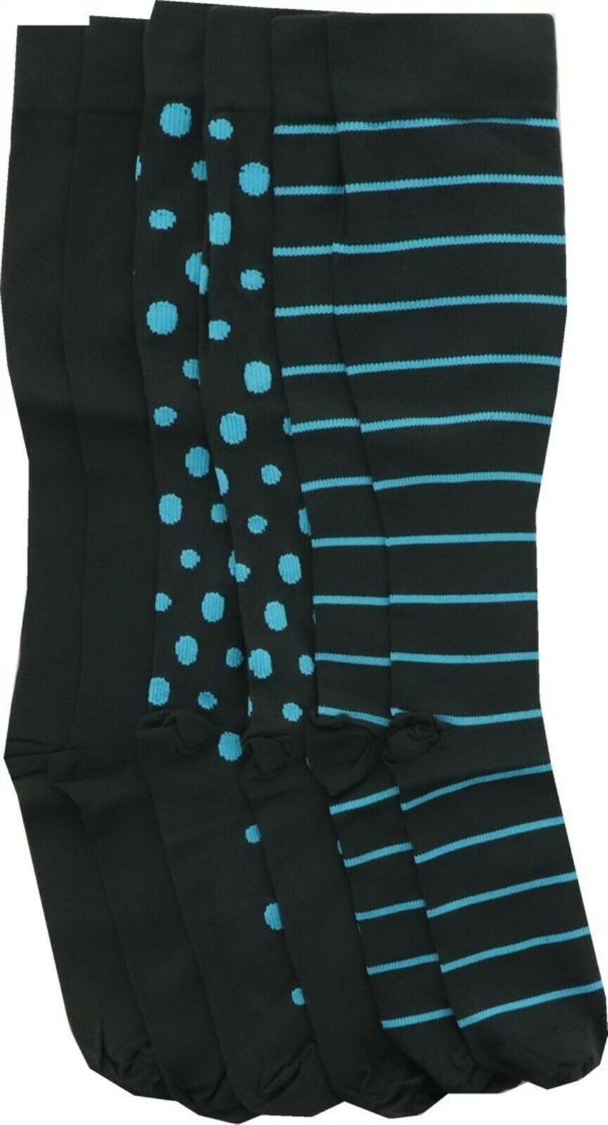 Legacy Women's Stripe& Dot Compression Socks Set 3 Charcoal M-L W NEW A370513
