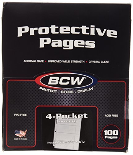 100 4-Pocket Currency Pages 2.75 x 6.5 BCW NEW