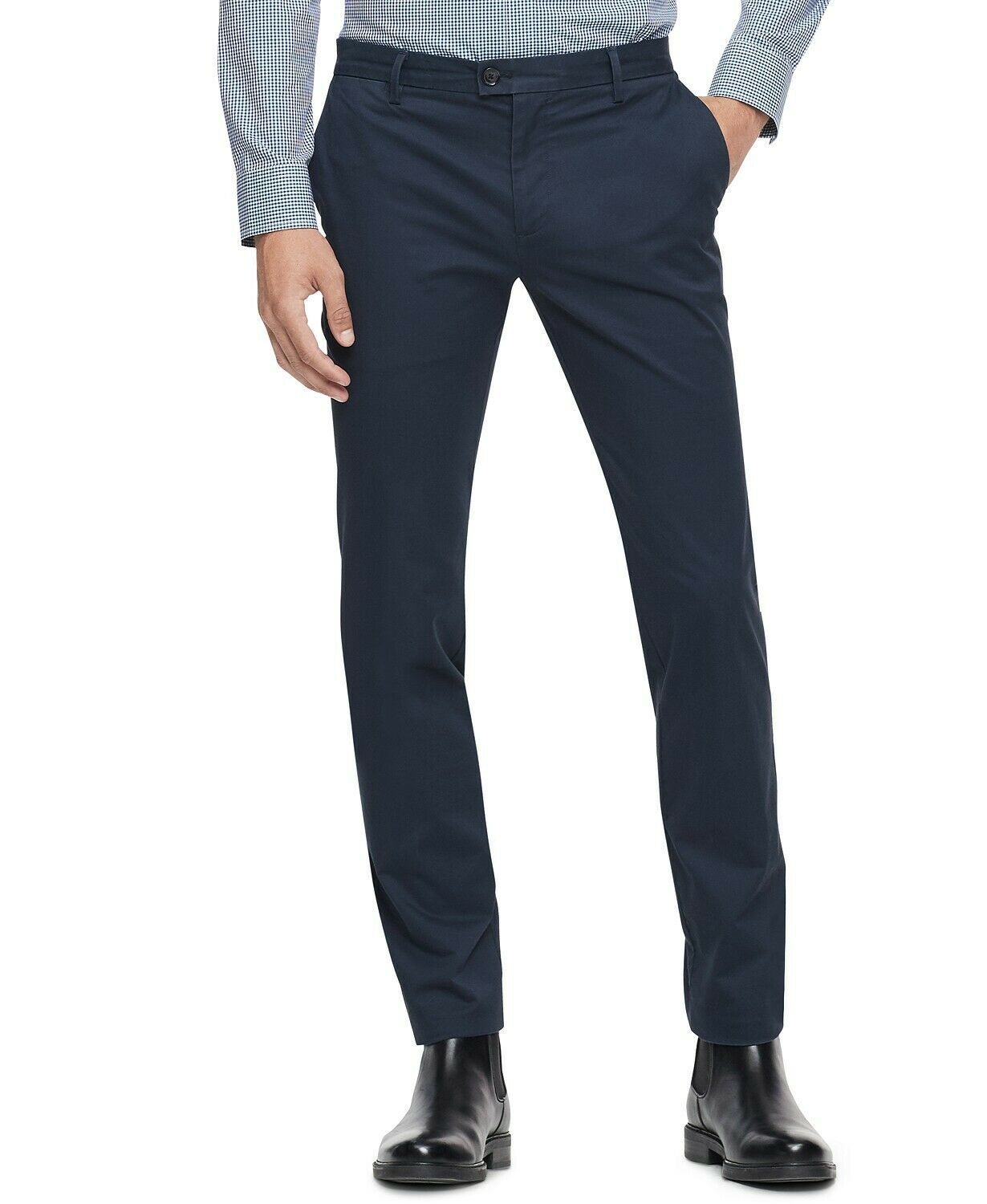 Calvin Klein Men's Refined Stretch Slim Fit Chinos Navy 30W X 32L - Pants