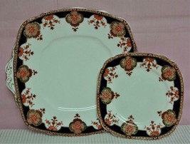 Lovely Vint Royal Albert Crown China WEMBLEY HANDLED CAKE plus SMALL PLA... - $19.39