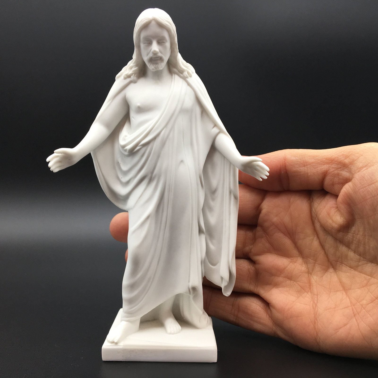 White Cultured Marble Statue Christus Jesus Figurine Statue 6" White