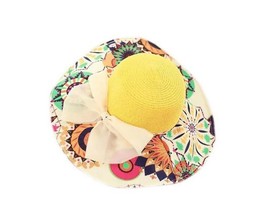 PANDA SUPERSTORE Bow Knot Flopy Straw Hat Beach Hat for Women, Yellow