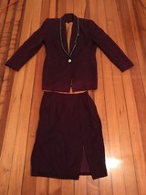 high point new york skirt suit Burgundy Sz Large With Crystals - $29.02