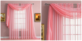 (2) Panels Sheer Window Curtains Drapes Set 84&quot; Rod Pocket Solid - Pink ... - $33.99