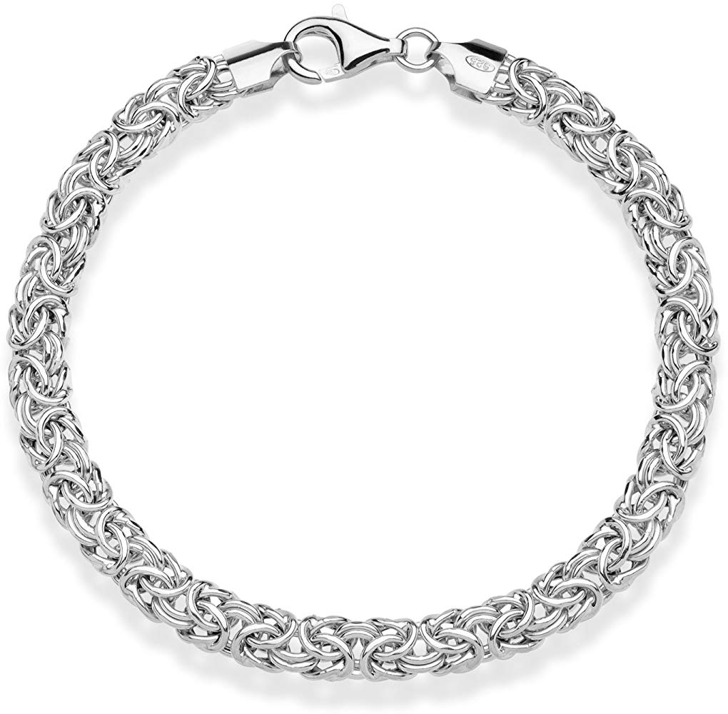 MiaBella 925 Sterling Silver Italian Byzantine Link Chain Bracelet for