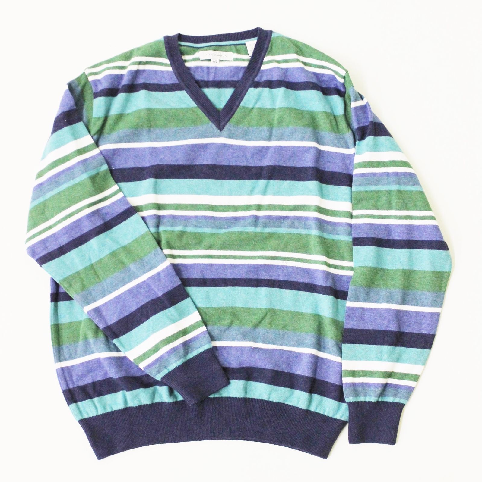 ALEX CANNON Men's V-Neck Sweater, Size M, Patriot - Sweaters