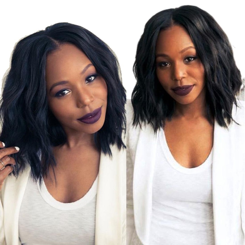 Synthetic Heat Resistant Fiber Wigs 12inch for Black Women Natural Wave