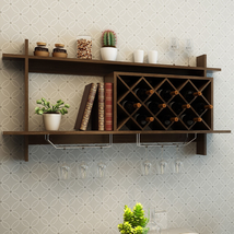 Wall Mount Wine Rack with Glass Holder & Storage Shelf image 1