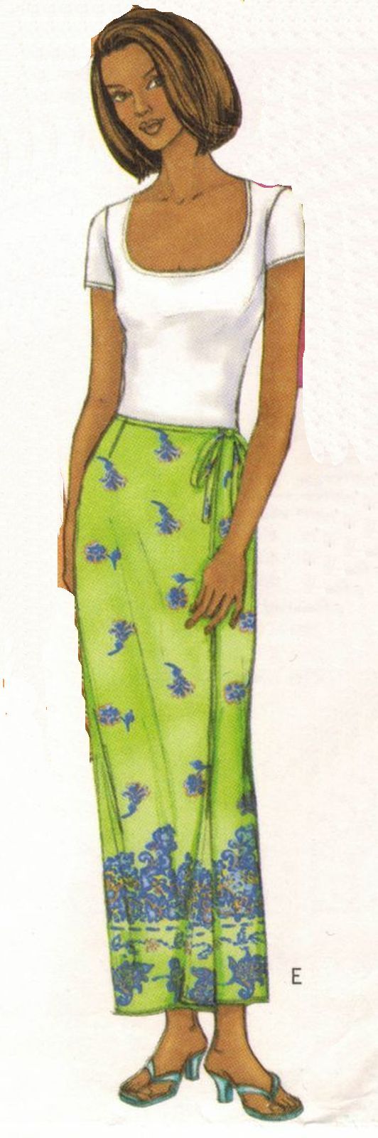 Misses Boho Sarong Tie Side Slit Wrap Around 2 Lengths Skirt Sew