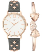 I.N.C. Women's Rose Gold Embossed Faux Leather Strap Studs 38mm Watch + Bracelet