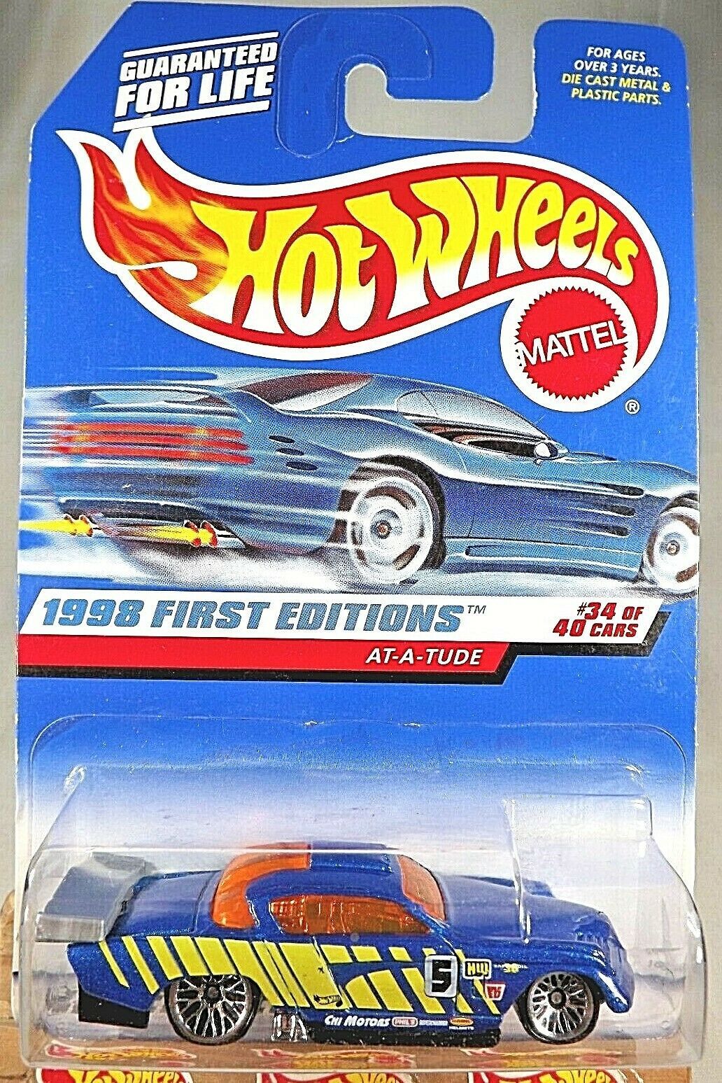 1998 Hot Wheels #667 First Editions 34 40 At-a-tude Blue W Lrg-sm 