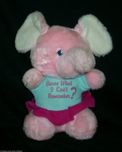 11" Vintage Mty International Pink Baby Elephant Stuffed Animal Plush Toy Girl - $26.30