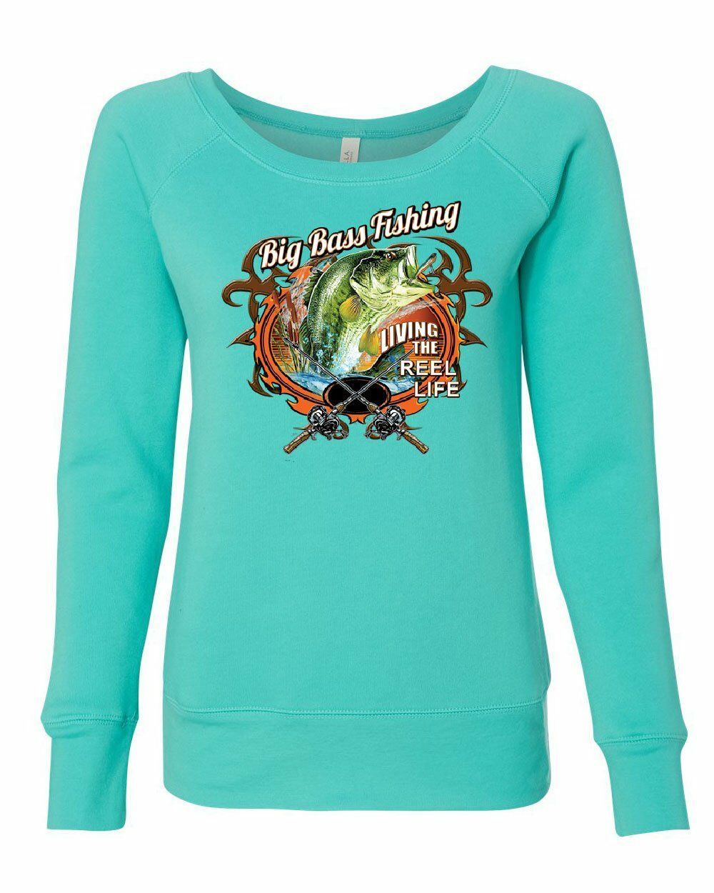 Big Bass Fishing Women's Sweatshirt Living the Reel Life Fisherman