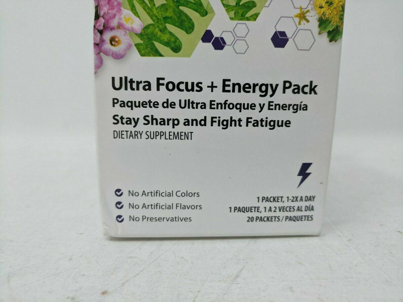 Amway Nutrilite Ultra Focus + Energy Pack 20 Packets Dietary Supplements
