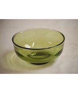 Old Vintage Avocado Green Glass Cereal Bowl Footed Unknown Maker MCM - $14.84