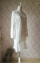 Open Ivory White Long Sleeve Stretch Lace Cover Up Wedding Lace Bolero PLUS SIZE image 3