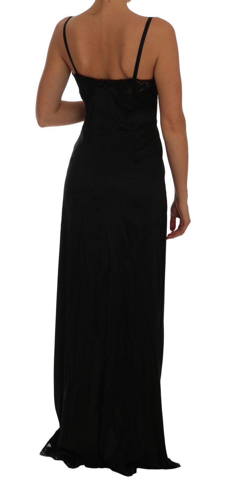 Black Silk Lace Dress Gown Lingerie Chemise - Fashion
