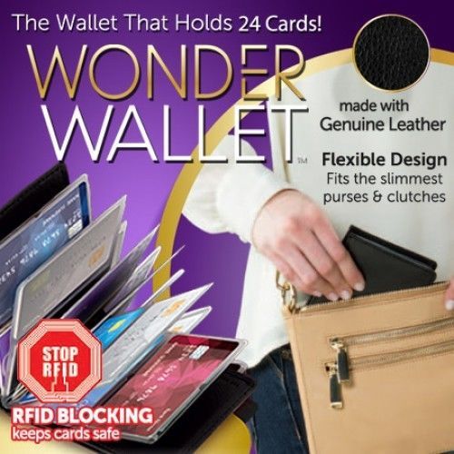 NEW Wonder Wallet Amazing Slim RFID Wallets As Seen on TV Black Leather ...