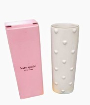 Kate Spade NY White Heart Dots Flower Vase Tonal Large Gold Lenox Gift 9... - $57.32