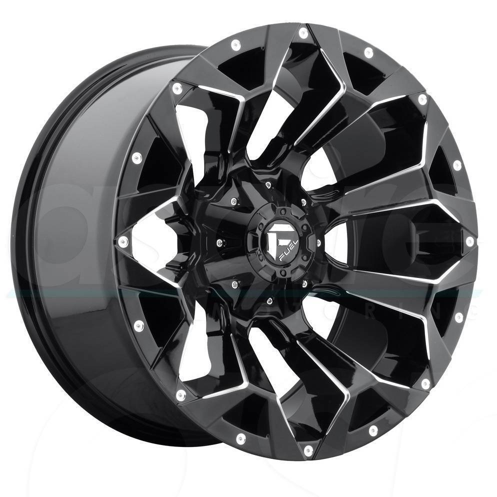 One 22x12 Fuel Assault D546 8x6.5/8x165.1 -44 Black Milled Wheels Rims ...