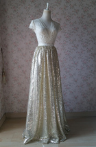 Gold Sequined Maxi Skirt High Waist Full Sequin Bridesmaid Maxi Skirt Plus Size image 11