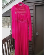 NICE Womens 18 DAVIDS BRIDAL Red Beaded GOWN DRESS W/ Sheer Shawl PROM W... - $49.45