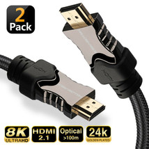 (6FT - 2pcs) v2.1 HDMI 2.1 Cable 8K 120Hz HDR 48Gbps Ethernet &amp; eARC - H... - $37.30