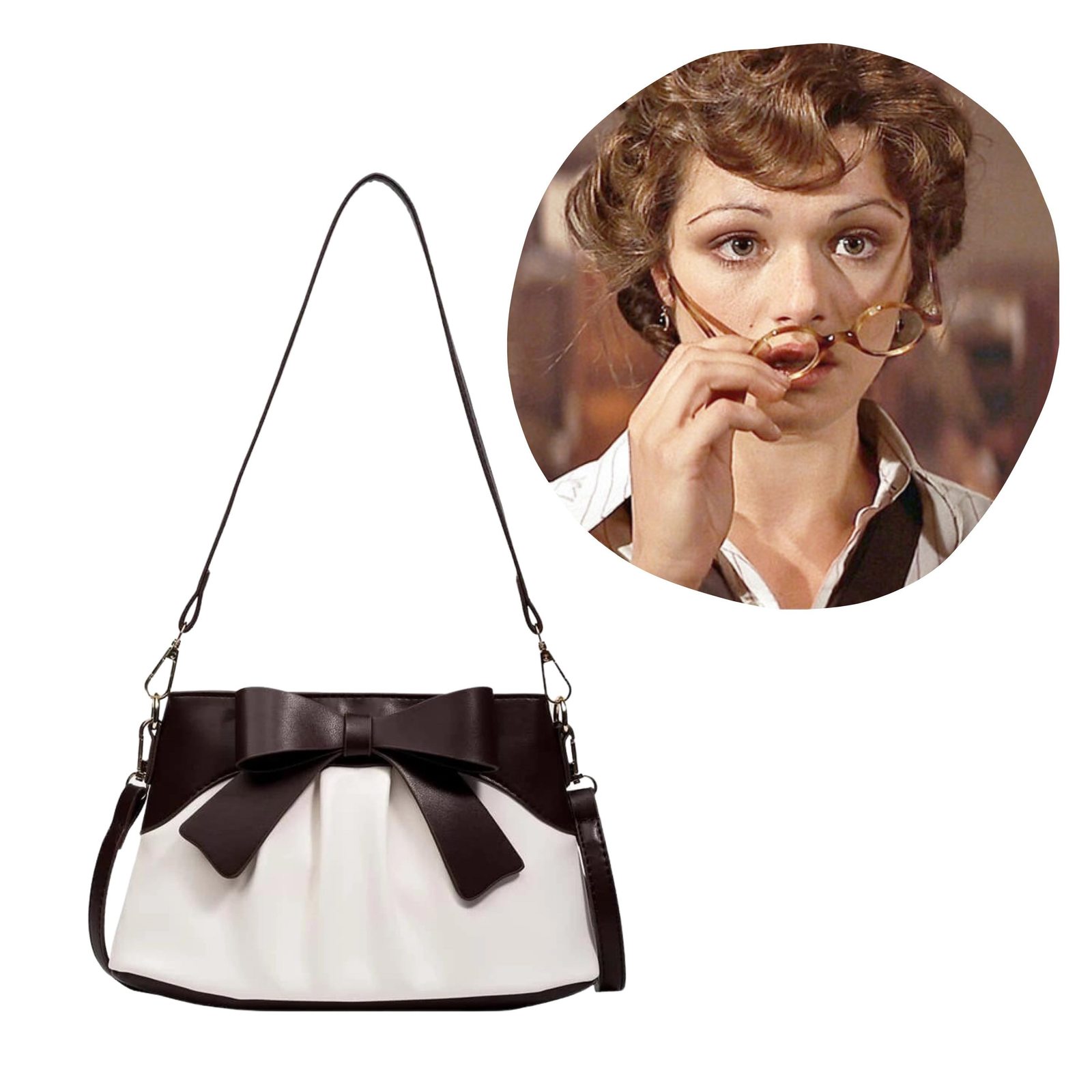 The mummy movie inspired bag Evie’s purse librarian crossbody beige bow shoulder