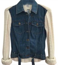 Cache Denim Body Wool Blend Cream Knit Sleeve Top Jacket New + Belt XS/S/M $188 - $75.20