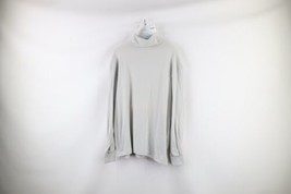 Vintage 90s Lands End Mens Size XL Blank Stretch Turtleneck T-Shirt Gray USA - $35.59