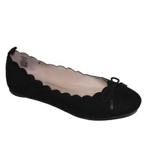 Lands End Girl's Size 5, Scalloped Ballet Flat Shoes, Black - $28.00