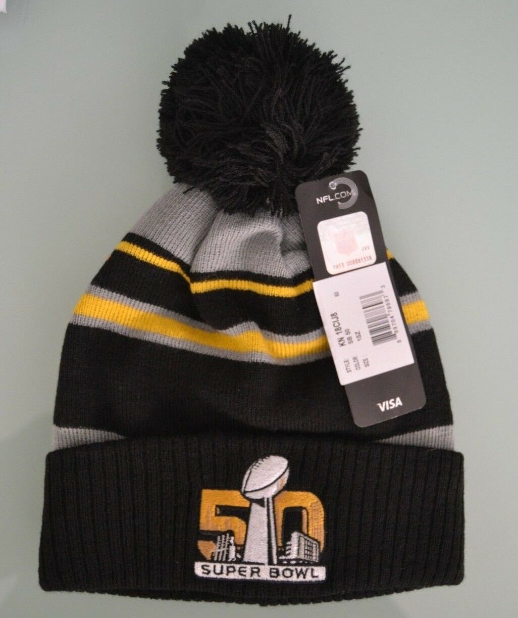 Primary image for NFL Super Bowl 50 Youth Black/Gray Cuffed Knit Hat NWT