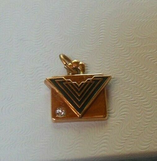Stamped EMB Cto 10K Gold Diamond Award Charm Pendant Genuine Diamond