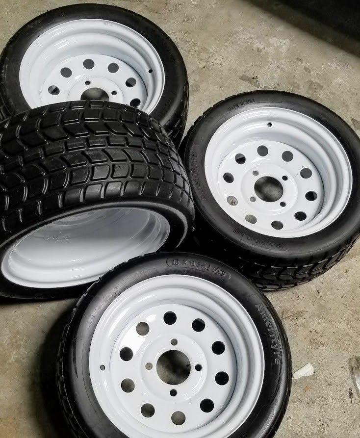 4 Amerityre 18x8.5012 Solid Rubber Tire Turf Golf Cart Tire and Wheel