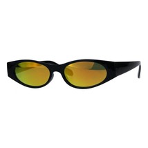 Womens Super Slim Sunglasses Oval Frame Modern Style Shades Mirror Lens - $10.95