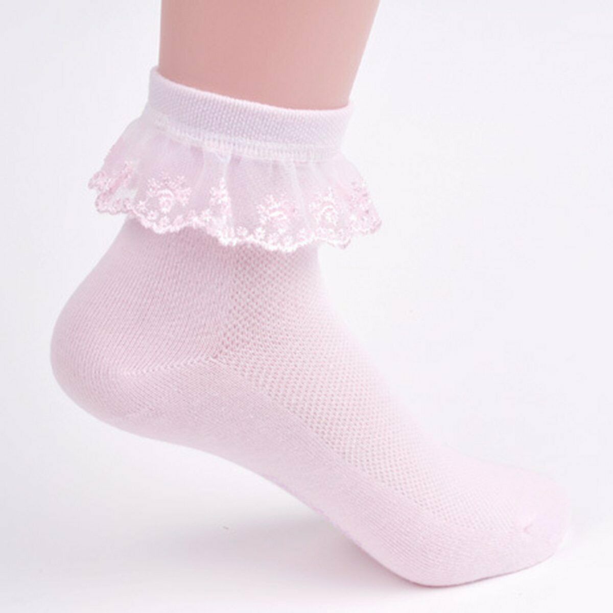 Little Girls' Toddler Baby Floral Lace Ruffle Socks Pink 25y Old Gift