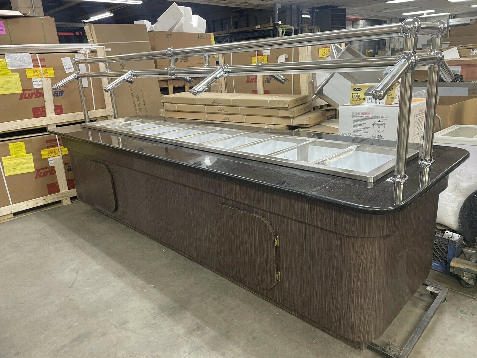 150” Electric Steam Table W/ Sneeze Guard Buffet Style Wooden