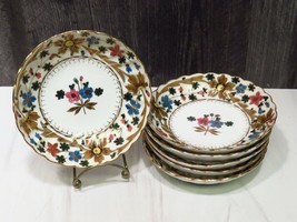 Set 6 Royal Vienna Porcelain Berry Dessert Bowls 5.5&quot; Gold Floral Fluted... - $53.46