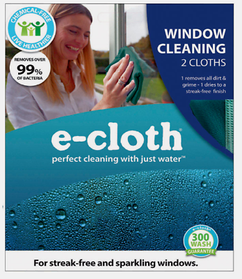 E-Cloth Window Polyamide Polyester Cleaning Cloth 2 pk Chemical Free 10615W