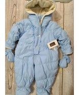 OshKosh B&#39;gosh Infant Snowsuit Size 12 Months Blue Cream Floral Hood New - $48.49