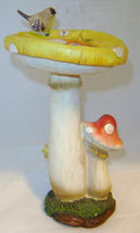 Mushroom Toadstool Trio Bird Feeder Statue 14" Garden Porch Nature Wild Birds image 3