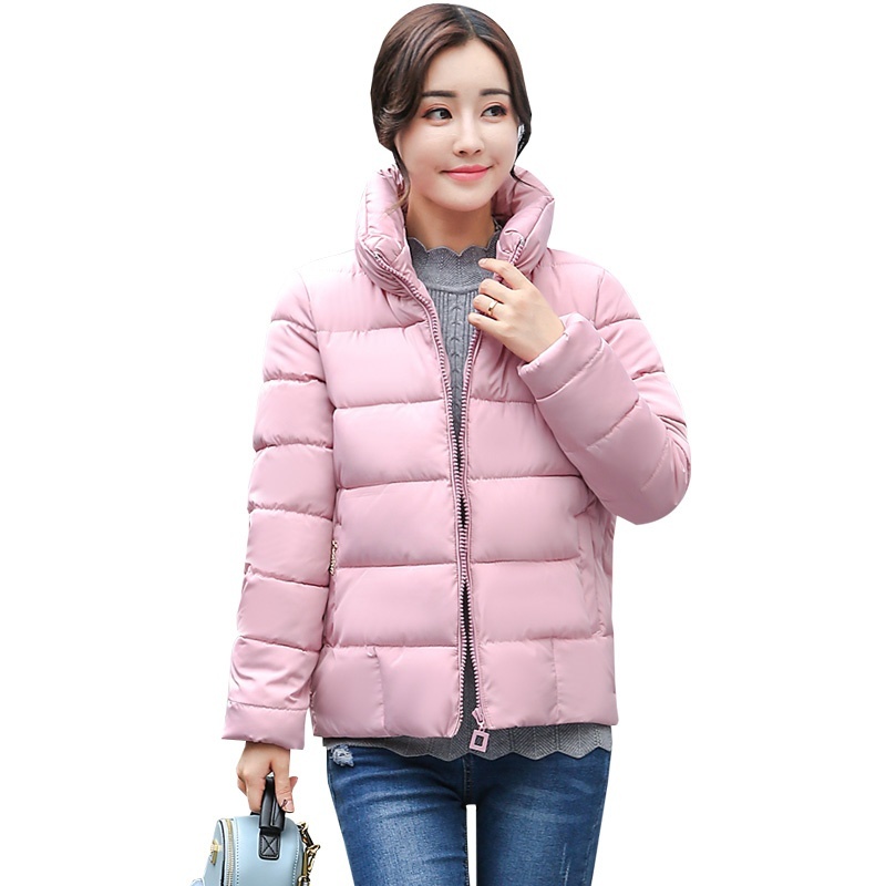 2021 Women Winter Thick Down Cotton Jacket Warm Cotton-padded Long Sleeve Slim P