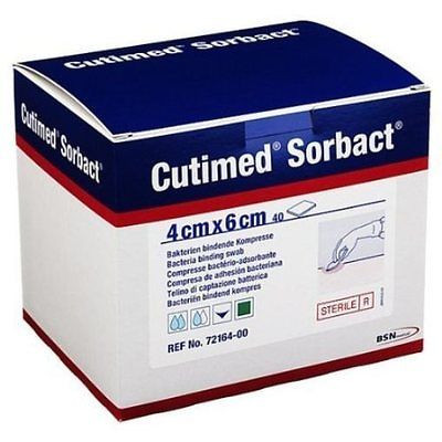 BSN Cutimed Sorbact Swabs 4 cm x 6 cm (Pack of 5) Wounds Post Op Ulcers Diabetic