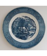 Royal Courier Ives Dinner Plate The Old Grist Mill USA Blue White Vintage - $21.78