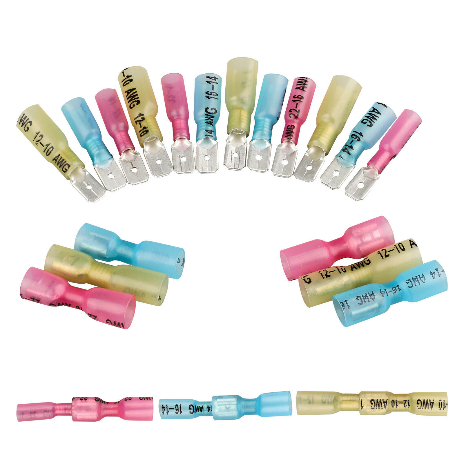 100PCS Electrical Heat Shrink Male & Female Spade Wire Connectors