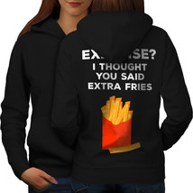 Exercise Extra Fries Sweatshirt Hoody Pun Women Hoodie Back - $21.99+