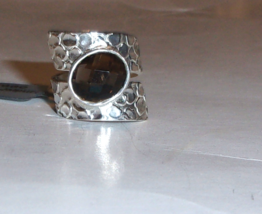 Brown Smoky Quartz Oval Solitaire Cigar Band Ring, 925 Silver, Size 6, 3... - $29.99