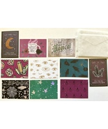 10 Magical TINY Mini Cards in Glassine Envelopes Witches Holographic Silver Foil - $6.00