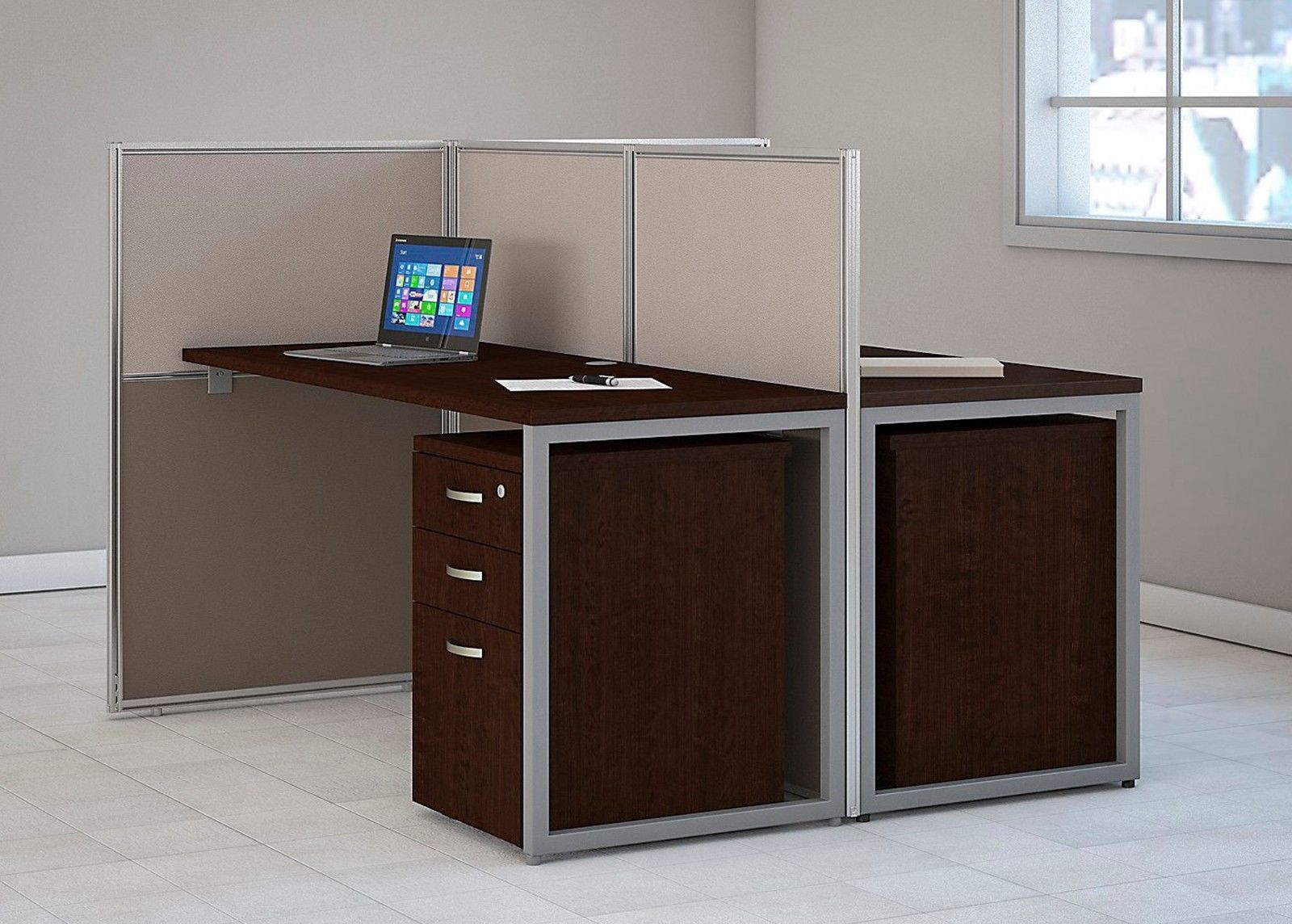Cubicle Desk With Drawers 24x60 Straight Desktop Office Cubes For 2